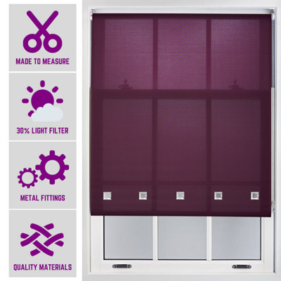 Aubergine Roller Blind With Chrome Square Eyelets And Meta Fittings Cut To Size By Furnished - (W)210Cm X (L)165Cm