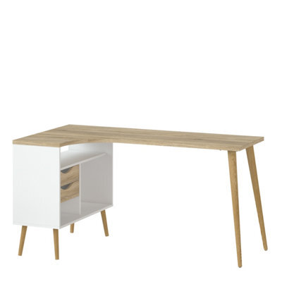 Furniture To Go Oslo Desk 2 Drawer In White And Oak - image 1