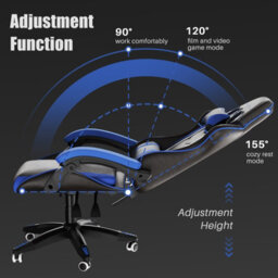 Onemill Ergonomic Gaming And Office Chair With Adjustable Features, Lumbar Support, And Stylish Color Options(Black-Blue) - thumbnail 4