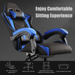 Onemill Ergonomic Gaming And Office Chair With Adjustable Features, Lumbar Support, And Stylish Color Options(Black-Blue) - thumbnail 2