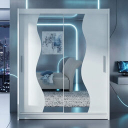 Westa S White Sliding Door Wardrobe With Mirror Shelves Hanging Rail Bedroom Clothes Storage Unit - thumbnail 2