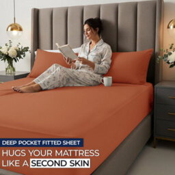 Aspire Homeware Rust Fitted Sheet 40 Cm Extra Deep Pocket Hypoallergenic Bed Sheet Microfiber (L)200Cm X (W)152Cm,king - thumbnail 5