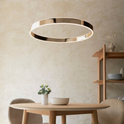 Loops Sleek Modern Ceiling Pendant Light In French Gold With Frosted Acrylic Shade - thumbnail 3