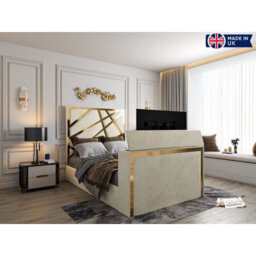 Morgan Upholstered Soft Velvet  Cream Tv Bed Frame - thumbnail 7