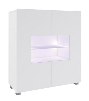 Arte Calabrini Display Cabinet: Elegant White Gloss & White Matt - W1000mm X H1050mm X D350mm - image 1