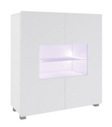 Arte Calabrini Display Cabinet: Elegant White Gloss & White Matt - W1000mm X H1050mm X D350mm