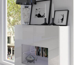 Arte Calabrini Display Cabinet: Elegant White Gloss & White Matt - W1000mm X H1050mm X D350mm - thumbnail 2