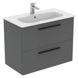 Ideal Standard I.life A Standard Matt Quartz Grey Wall-Mounted Bathroom Vanity Unit (H) 630mm (W) 800mm - thumbnail 3