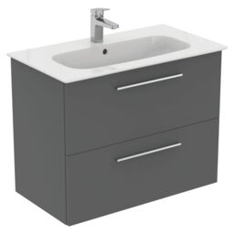 Ideal Standard I.life A Standard Matt Quartz Grey Wall-Mounted Bathroom Vanity Unit (H) 630mm (W) 800mm - thumbnail 4