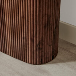 Furniturebox Uk Penrose Rounded Walnut Wood & Marble Effect Console Table - thumbnail 6