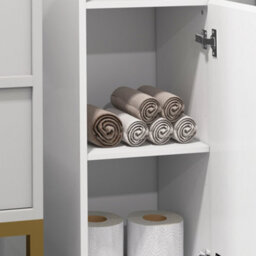 Kleankin High Gloss Bathroom Floor Cabinet Storage Cupboard With Doors - thumbnail 9