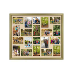 AK Frames 80X70Cm Gold Classic Multi Photo Frame With Ivory Mount - Holds 20 Apertures (18X) 6X4, (2X) 4X4 Photos - thumbnail 1