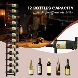 Costway 12 Bottles Wall Mounted Wine Rack Hanging Wine Display Metal Wine Bottle Holder - thumbnail 6