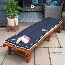 Outdoor Sunlounger Cushion 60 X 190Cm Polycotton With Hollowfibre Filling,  Made In The Uk, Universal Fit Elastic Strap - thumbnail 6