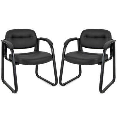2 Pcs Meeting Office Chairs Leather Reception Chairs Guest Chairs Home - image 1