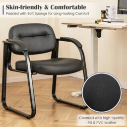 2 Pcs Meeting Office Chairs Leather Reception Chairs Guest Chairs Home - thumbnail 5