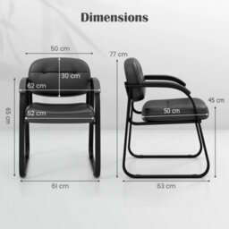 2 Pcs Meeting Office Chairs Leather Reception Chairs Guest Chairs Home - thumbnail 2