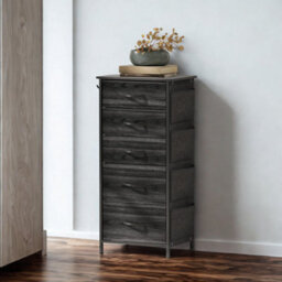 FURNOLD Industrial 5 Fabric Drawer Chest Storage Unit Black - thumbnail 6