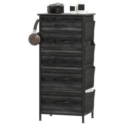 FURNOLD Industrial 5 Fabric Drawer Chest Storage Unit Black - thumbnail 8