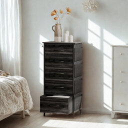 FURNOLD Industrial 5 Fabric Drawer Chest Storage Unit Black - thumbnail 5