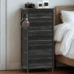 FURNOLD Industrial 5 Fabric Drawer Chest Storage Unit Black - thumbnail 2