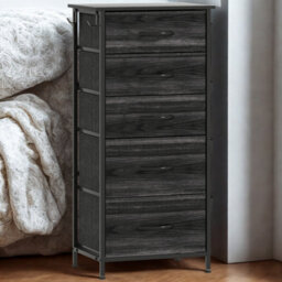 FURNOLD Industrial 5 Fabric Drawer Chest Storage Unit Black - thumbnail 4