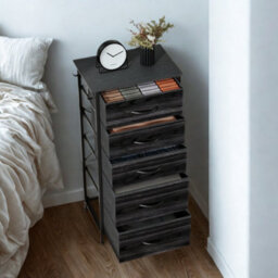 FURNOLD Industrial 5 Fabric Drawer Chest Storage Unit Black - thumbnail 3