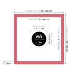 "9X9"" Pink Picture Frame - 9X9"" Square Frame With 5X5"" Mount For 9X9""/5X5"" Pictures Moderrn Style Thin Edge, 1 Pack" - thumbnail 2