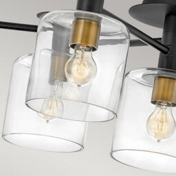 Luminosa Lighting Luminosa Hinkley Axel Multi Arm Semi Flush Ceiling Lamp Black With Heritage Brass - thumbnail 3
