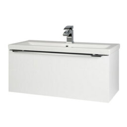 Clifton 800mm Gloss White Wall Bathroom Mounted Vanity Unit And Basin (Central) - Brassware Not Included - thumbnail 1