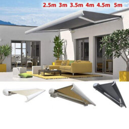 INTROLL Int500 - Full Cassette Retractable Garden Patio Canopy Manual Grey Frame - Shadow Grey Fabric - 5M X 3.5M