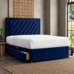 Luxury Upholstered Divan Bed With Side Storage Drawers & Tall Headboard - thumbnail 1