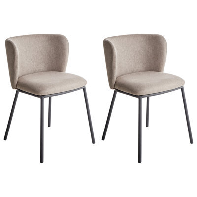 Beliani Set Of 2 Dining Chairs Mina Fabric Taupe - image 1