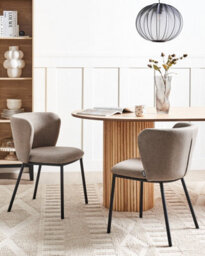 Beliani Set Of 2 Dining Chairs Mina Fabric Taupe - thumbnail 2