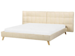 Beliani Bed Velvet Senlis 180 X 200 Cm (Eu Super King) Beige - thumbnail 4