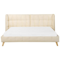 Beliani Bed Velvet Senlis 180 X 200 Cm (Eu Super King) Beige - thumbnail 7