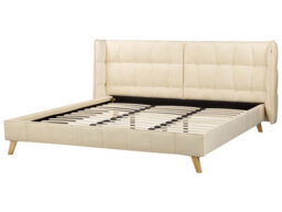 Beliani Bed Velvet Senlis 180 X 200 Cm (Eu Super King) Beige - thumbnail 5