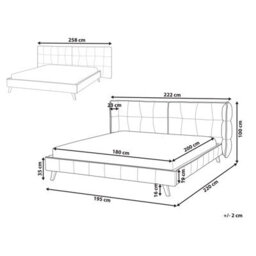 Beliani Bed Velvet Senlis 180 X 200 Cm (Eu Super King) Beige - thumbnail 3
