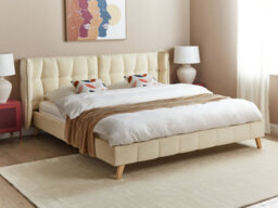 Beliani Bed Velvet Senlis 180 X 200 Cm (Eu Super King) Beige - thumbnail 2
