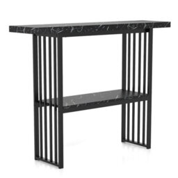 2 Tier Console Table Sofa Table Modern Entryway Table Black - thumbnail 6