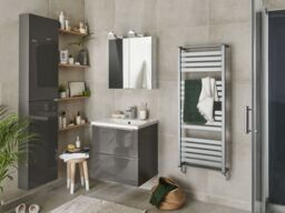 GoodHome Imandra Gloss Anthracite Wall-Mounted Bathroom Vanity Unit (H) 600mm (W) 600mm - thumbnail 7