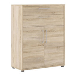 Furniture To Go Prima Bookcase 1 Shelf With 2 Drawers And 2 Doors In Oak - thumbnail 1