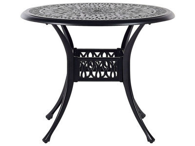 Beliani 90Cm Round Aluminium Garden Dining Table Black Vintage - image 1