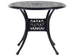 Beliani 90Cm Round Aluminium Garden Dining Table Black Vintage - thumbnail 1