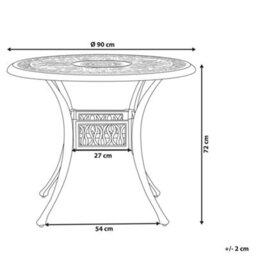 Beliani 90Cm Round Aluminium Garden Dining Table Black Vintage - thumbnail 4