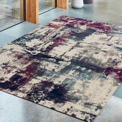 Abstract Navy Modern Easy To Clean Abstract Rug Dining Room-120Cm X 170Cm - image 1