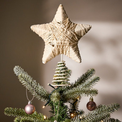 Dibor Cream Jute Star Christmas Decorations Tree Topper - image 1