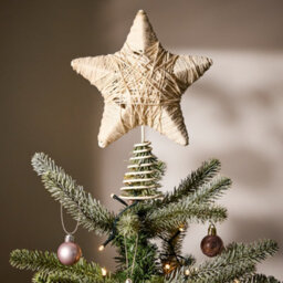 Dibor Cream Jute Star Christmas Decorations Tree Topper