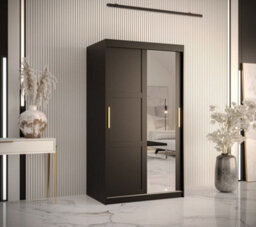 Arte Ramiro Ii Contemporary 2 Sliding Door Wardrobe 5 Shelves 2 Rails Black Matt (H)2000mm (W)1000mm (D)620mm - thumbnail 2