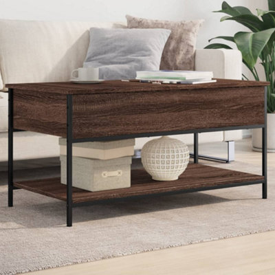 Walplus Coffee Table Brown Oak 100X50X50 Cm Engineered Wood And Metal - image 1